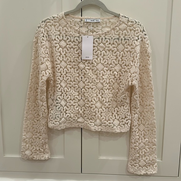 Mango Tops - Mango crochet, long sleeve top/sweater. Small